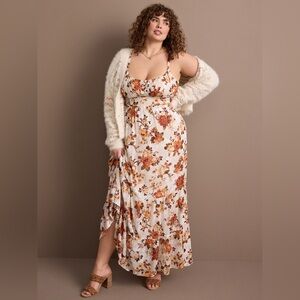 ARULA Floral Maxi Dress - Cream and Brown